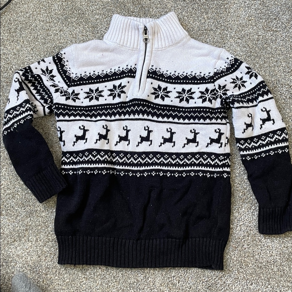 The Children's Place Black and White Zip-Up Sweater